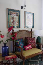 Colour Was Introduced Through The Upholstery In The Living Room Of Patricia And Mathai S Eclectic Delhi Home India Home Decor Home Decor Indian Home Interior