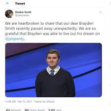 Champion brayden smith died following surgery complications: 5 Time Jeopardy Champion Dies At Age 24 Wjla
