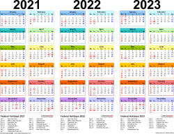Lassen sie ihrer kreativität freien lauf und setzen ihre schönsten fotos gekonnt in szene. 2021 2023 Three Year Calendar Free Printable Pdf Templates