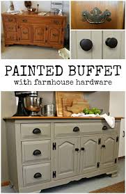 Chalk Painted Buffet With Farmhouse Hardware Furniture Makeovers Mad In Crafts Painting Furniture Diy Chalk Paint Furniture Diy Farmhouse Hardware