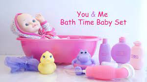 Giving Baby Doll A Shower You Me Bath Time Baby Set Youtube