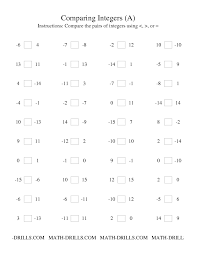 Comparing Integers From 15 To 15 A Integers Worksheet Integers Integers Worksheet Free Math Worksheets