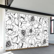 Black And White Flower Wall Mural Flower Power Wall Mural Wall Murals Vinyl Wall Flowers Wall Paint Designs