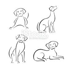 Four Stylized Dogs On A White Background Dog Line Drawing Dog Tattoos Dog Line
