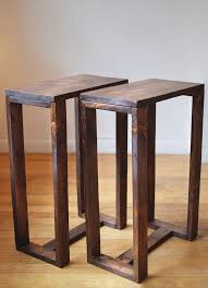 Pair Of Side Tables Set Of 2 Nightstands Simple Modern End Tables Wooden Plant Stands Dark Walnut Diy Side Table Side Table Wood Reclaimed Wood Side Table