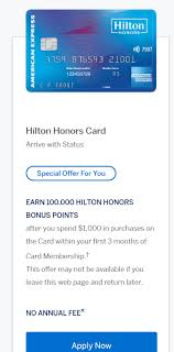 10+ hilton credit card referral links and invite codes. Ymmv American Express Hilton Honors Card No Annual Fee Card 100 000 Point Offer Doctor Of Credit