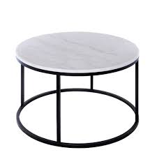 Couchtisch mit metallbeinen und einer tischplatte aus marmor. Runder Design Couchtisch Mit Marmorplatte In Weiss Metall In Schwarz Ciliuma