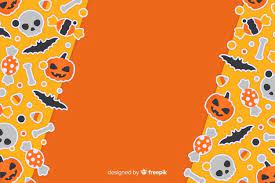 Download Cute Orange Halloween Background In Flat Design For Free Halloween Backgrounds Wallpaper Pc Vector Photo