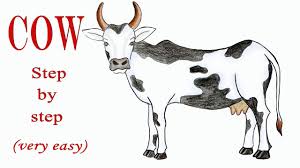 How To Draw A Cow Step By Step Very Easy Youtube Cow Drawing Step By Step Drawing Cow Cartoon Drawing