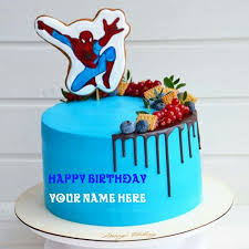 Birthday Cake For Little Boy With Name Spider Man Birthday Cake With Kid Name On It Happy Birthday To You Cake For Kid Yummy Birthda Birthday Cake Writing Birthday Cake Kids Birthday Cake For Wife