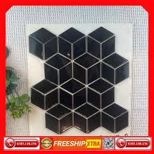 Gạch Mosaic gốm G-Luxury023 hình hộp màu đen - Vinceramic