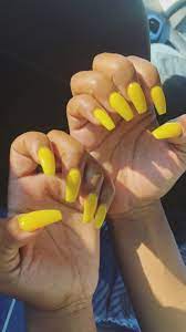 #yellow #acrylics #acrylic nails #long nails #coffin nails #cute nails #cute #simple nails #instagram #vans #yellow nails #rings #jeans #ootd #sotd.picasso nails courtesy of my favorite nail technician lulu @lesbeautyandnails located in cambridge ma, on 480 cambridge st. Yellow Coffin Acrylic Nails Acrylic Nails Yellow Yellow Nails Yellow Nails Design