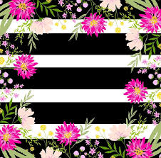 Black And White Striped Background Images Modern Floral Pattern Black White Stripes Water Color Hand Painted Flowers Pink Green Peach Trendy Girly A Line Dress By Love999 Hand Painted Flowers Black Background Painting Modern Floral