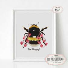 Free counted cross stitch patterns are easy to save and print out for use in creating lovely home decorations and gifts. Bumble Bee Happy Motivational Quotes Cross Stitch Embroidery Pdf Pattern 229 Ebay