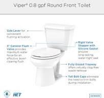 Viper® 0.8 gpf 12” Rough-In Two-Piece Round Front Toilet with Side Lever