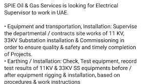 Commissioning tests are performed on wind. Electrical Supervisor Join Oil Gas