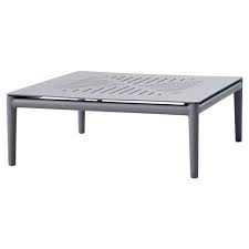 This even sided table will live efficiently at the center of your living room or den and provide your friends and loved ones with a sturdy table to enjoy while watching the game, enjoying coffee, or engaging in conversation. Cane Line Conic Modern Grey Aluminum Outdoor Square Coffee Table 21 W 30 W Kathy Kuo Home