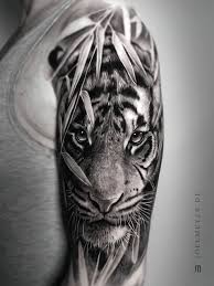 Black And White Realism Tattoo Sleeve Tiger Realistic Tattoo Black And Grey Joel Meyer Tiger Tattoo Sleeve Black And Grey Tattoos Tiger Tattoo Design