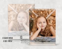 Dye Sublimation Glass Photo Panel With Metal Pin Stand Mockup Template