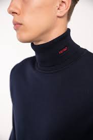 HUGO ❤ мужская водолазка из натуральной шерсти san thomas со скидкой 42%,  синий цвет, размер , цена 289.99 BYN