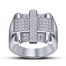 Vintage Solid 925 Sterling Silver 18k White Platinum Finishing Men S Ring Rings For Men Mens Band Rings Men Diamond Ring