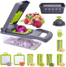 List of food preparation utensils — this is a list of food preparation utensils, some of which are known as kitchenware. Amazon Com Vegetable Chopper Pro Food Chopper Spazel Onion Chopper Vegetable Slicer Cutter Dicer Grinder Grater Cuber With Multifunctional Interchangeable Blades Large Container For Salad Garlic Fruit Potato Kitchen Dining