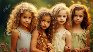 Generative AI, Four Adorable Little Girls Stock Photo, Picture and Royalty  Free Image. Image 203963891.