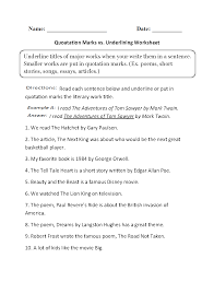 Grammar Mechanics Worksheets Italics And Underlining Worksheets Punctuation Worksheets Grammar Worksheets Punctuation Quotation Marks