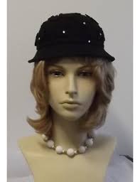 Cloche Hat:Henry Pollak Co. GLENOVER Black Felted Cloche Hat~Leaves &  Rhinestones~Adorable