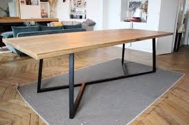 solid oak table on double y frame legs table chene massif table bois massif table en chene