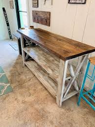 Rustic Wooden Buffet Table Rustic Console Table Farmhouse Buffet Table White Wash With Gray Base And Provincial Brown Top In 2020 Rustic Console Tables Rustic Consoles Farmhouse Buffet