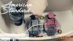 Replace flapper or lower float. How To Replace A Flush Valve On An American Standard Vormax Toilet Youtube