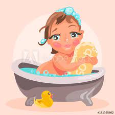 Check spelling or type a new query. Adorable Cute Baby In The Bathtub With Bubbles Hugs The Soap Bar Face With Funny Expression White Baby Girl Child Kid Bath Time Illustration With Gummy Duck Cartoon Flat Stock Vector