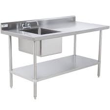 Sink On Right Regency 30 X 48 16 Gauge Stainless Steel Work Table With Sink In 2020 Stainless Steel Work Table Stainless Steel Table Stainless Steel Prep Table