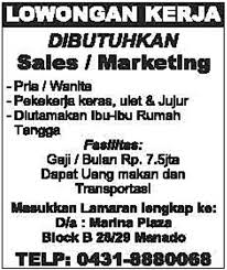 Lowongan kerja manado bulan mei 2021. Lowongan Kerja Sales Marketing Manado Lowongan Kerja Manado Terbaru