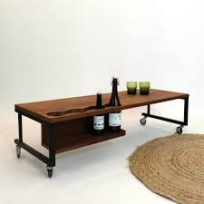 Tjtg end tables small coffee table fashion tea table simple modern tea rack with wheel mobile small tea cart creative short coffee table home office desk. Coffee Table On Wheels France 1960 S 138397