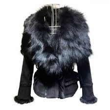 The way the fur collar coat compliments the grey suit instantly. Luxury Suede Real Fox Fur Collar Coat Leather Jacket Style Leather Jacket Fur Collar Coat