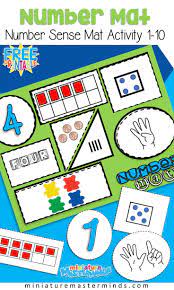 Free Printable Number Sense Number Mats From 1 To 10 Preschool And Kindergarten Numbers Kindergarten Free Printable Numbers Kindergarten Math