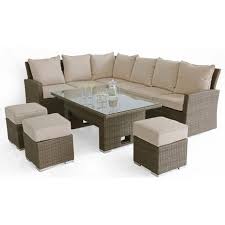Sol 72 Outdoor Bevis 9 Seater Rattan Corner Sofa Set Corner Sofa Set Rattan Corner Sofa Corner Dining Set