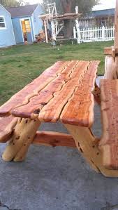 Sculpted Juniper Picnic Table Picnic Table Rustic Log Furniture Log Furniture