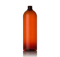 1Liter (1000ml) Amber PET Cosmo Round Plastic Bottle - 28-410 Neck
