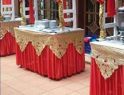 Hiasan ( garnish ) yang digunakan tetap. Poni Dekorasi Pernikahan Pinggiran Meja Prasmanan Catering 3 Meter Gold Dan Silver Shopee Indonesia