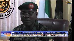 Prior to his appointment major general yahaya was the general officer commanding 1 division of the nigerian army and the incumbent theatre commander of the. Mg Faruk Yahaya Assumes Office Youtube