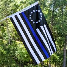 Thin blue line flag from warrior 12 when they put this up, it sure got a lot of attention, but also from people who weren't too happy with it. Embroidered Thin Blue Line Betsy Ross Flag American Strong