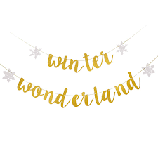 Decorating with a winter wonderland theme can make your home look inviting and incredible at the same time. Gold Glittery Winter Wonderland Banner Christmas Holiday Party Decorations Winter Wonderland Decor Snowflake Theme Party Decor Buy Online In Bahamas At Bahamas Desertcart Com Productid 163750041