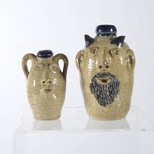 Little Mountain Pottery Miniature Face Jug Pair