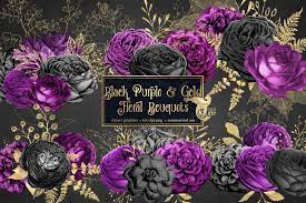 Check spelling or type a new query. Black Purple And Gold Floral Bouquets By Digital Curio Thehungryjpeg Com