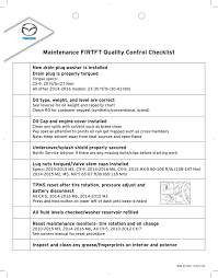 Mazda Firtft Qc Checklist Manualzz Com