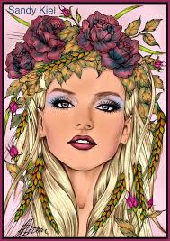 She Wolf" by Mariola Budek. Colored by hand using a digital pen in HiPaint  digital sketching and painting app.