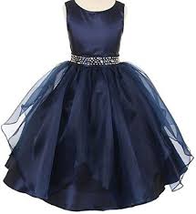 Little Girls Ruffle Dazzling Stone Waist Flowers Girls Dresses Navy Size 2 Detail Navy Blue Flower Girl Dresses Flower Girl Dresses Blue Little Girl Dresses